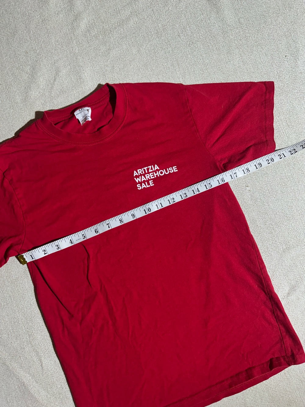 Aritzia Warehouse Sale Promotional Red Crewneck Short-Sleeve Graphic Tee - Picture 2 of 7